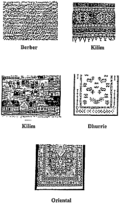 drawings of different rug styles